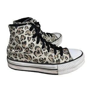 Converse Chuck Taylor All Star Eva Lift Sneakers Lace Up Leopard Print Junior 3